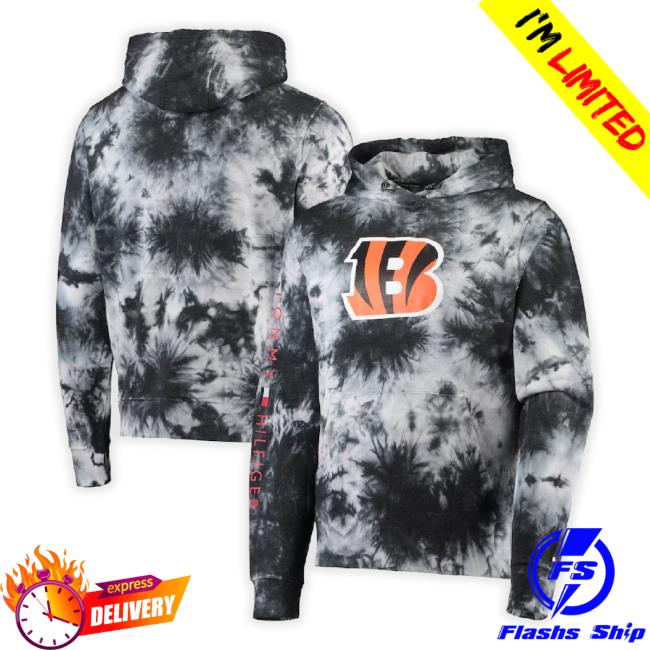 Tommy Hilfiger Black Cincinnati Bengals Stanley Tie-Dye Pullover Hoodie