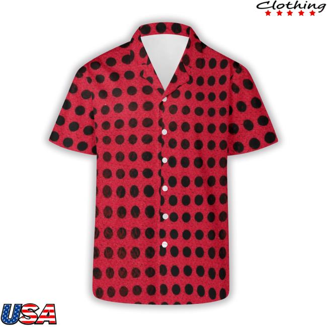 Ribooa Black Dots On A Red Hot Hawaiian Long Sleeve T Shirt