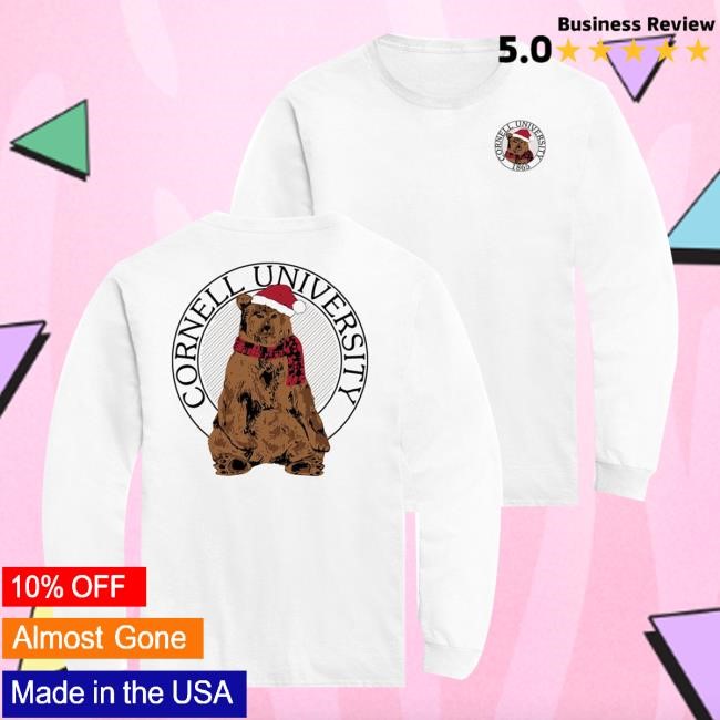 Cornell Store Merch Holiday Bear Long Sleeve Tee Shirt Official Cornell Store Merch Holiday Bear Long Sleeve Shirt