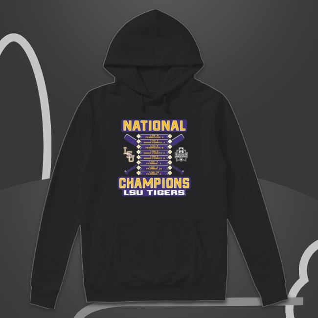 Blue 84 Black Lsu Tigers 2023 Ncaa Men’S Baseball College World Series Champions Schedule Tri-Blend Crewneck Sweatshirt
