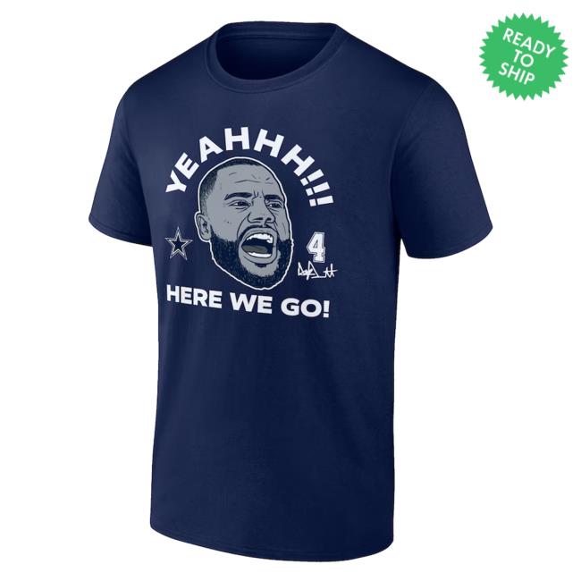 Men's Fanatics Branded Dak Prescott Navy Dallas Cowboys Here We Go Shirt