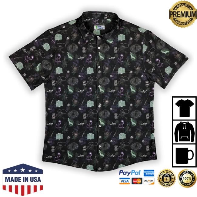 Dnd Dungeon Monsters Midnight Button Up Tee Shirt