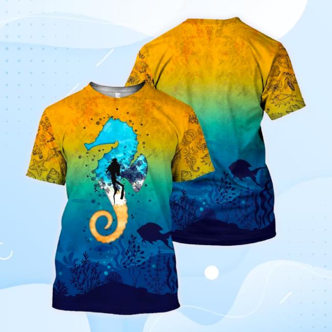 Official Scuba Diving Sea Horse Cosplay Costume Halloween Gift Christmas Gift 3D All Over Printed Hoodie Sweatshirt
