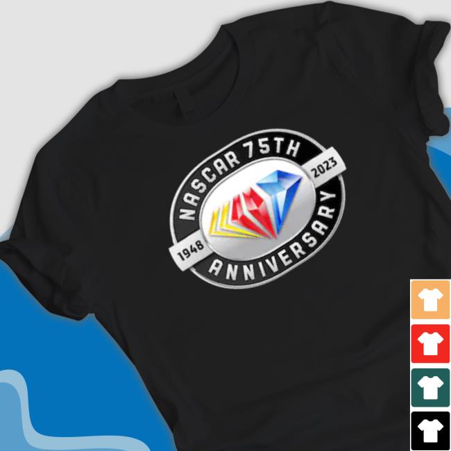 Men's Nascar Checkered Flag Black 75Th Anniversary Logo Shirt