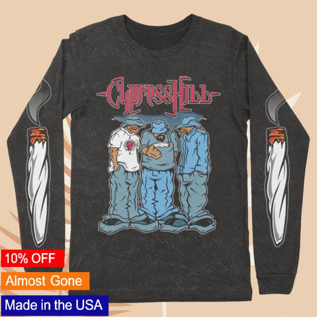 Official Cypress Hill Merch Cypress Hill Blunted Long Sleeve T-Shirt in Mineral Wash Black CypressHill