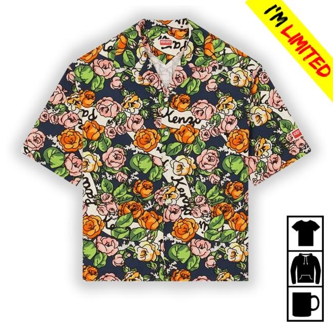 Kenzo Hawaiian Flower Midnight Blue T Shirts