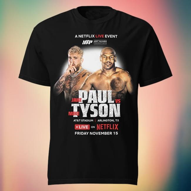 Netflix Merch Store Jake Paul Vs. Mike Tyson Live Event Tee Shirt