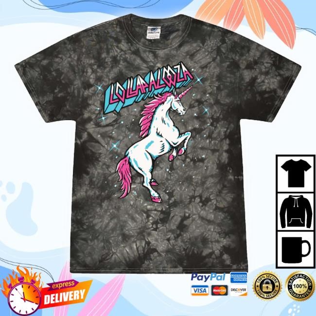 Lollapalooza Store Unicorn Lineup Tie Dye Tee Shirt