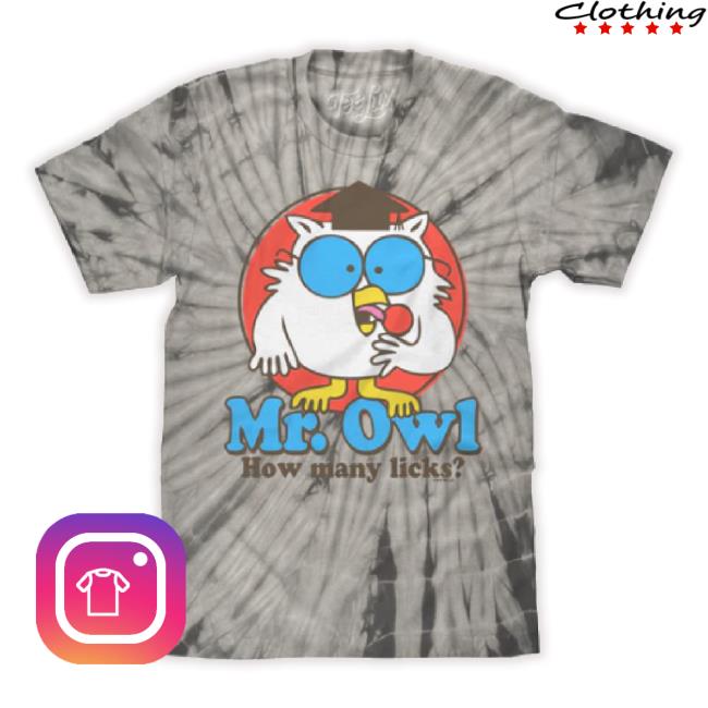 Tootsie Pop Mr. Owl How Many Licks Tie Dye Shirt- Black Tie Dye