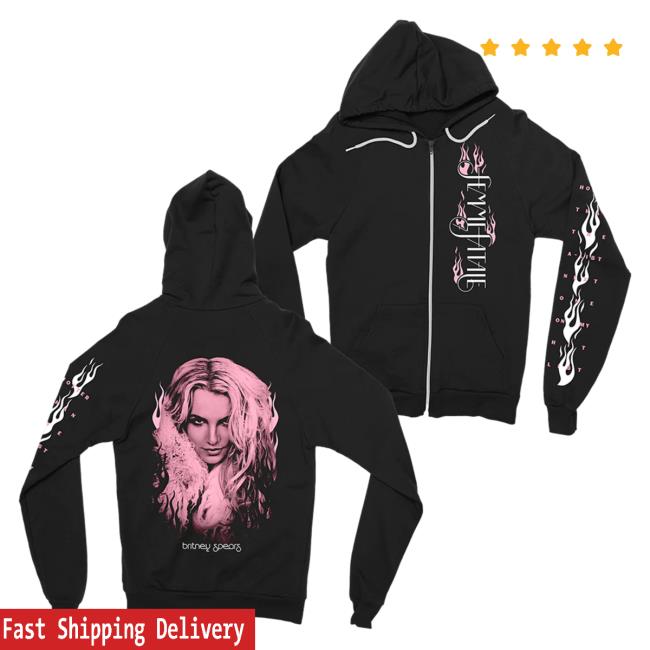 Official Britney Spears Apparel Clothing Merch Store Femme Fatale Zip Up Hooded Sweatshirt BritneySpears Shop