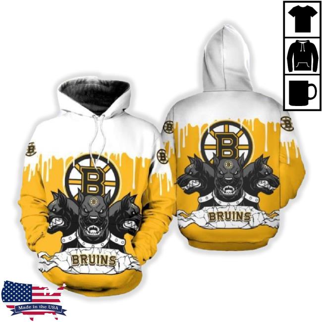 Boston Bruins 3 Heads Cerberus Hoodie Zip Sweatshirt Christmas Fans All Over Printed Gift For Men And Women