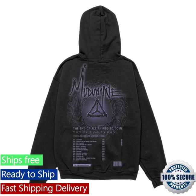 Official Mudvayne Merch Mud Vayne 20 Year Anniversary Tracklist Hooded Sweatshirt