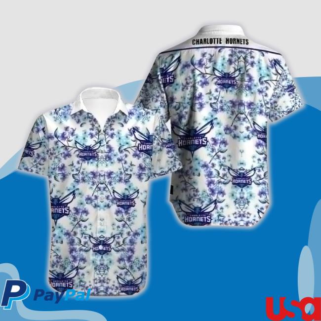 Charlotte Hornets Hawaiian Shirt Flower Graphic Tee