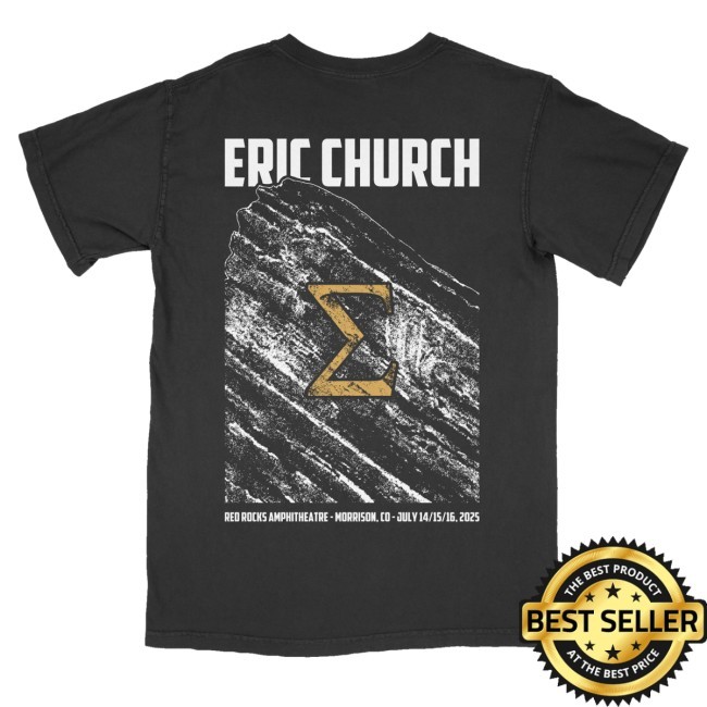 Official Eric Church Merch Red Rocks Event Tee Black