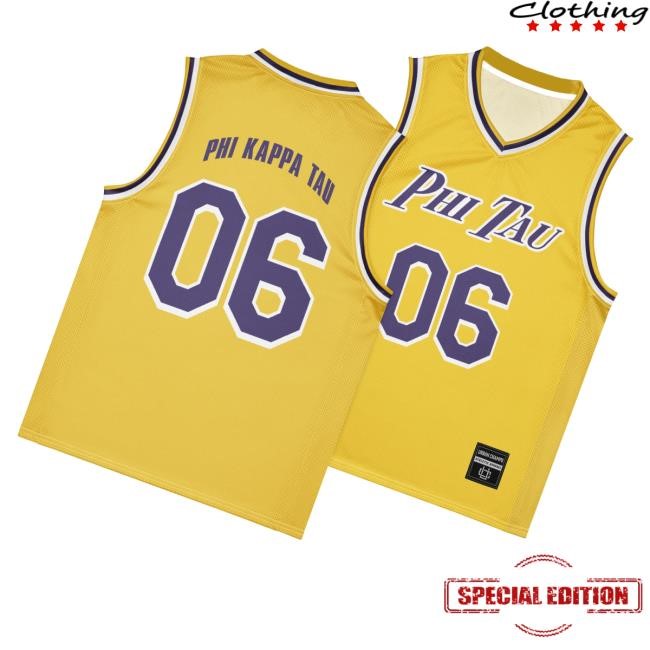Trending The Phi Tau Store Phi Tau Gold & Purple Basketball Jersey Shirt
