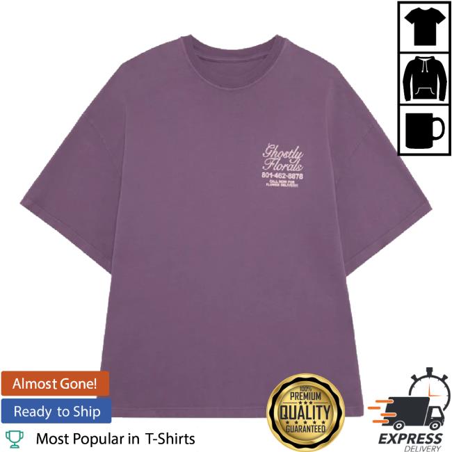 Original Lonelyghost Merch Store Ghostly Florals Boxy Hoodie Sweatshirt Purple Lonelyghost Shop
