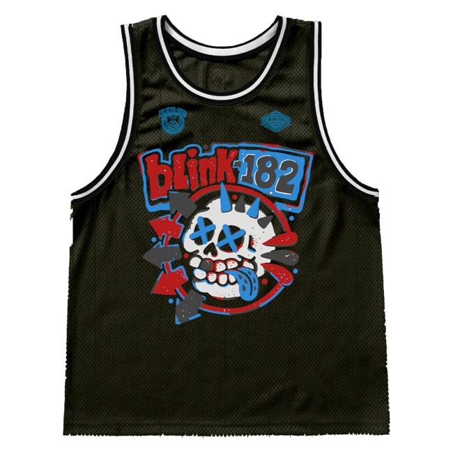 Trending Blink 182 Merch Skull Jersey Crewneck Sweatshirt