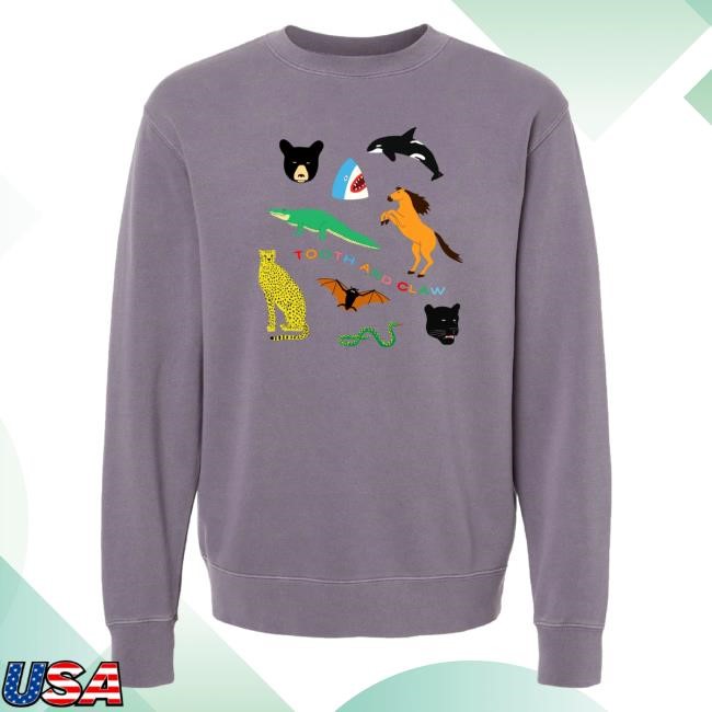 Tooth And Claw Merch Store Animals Crewneck Sweatshirt Pigment Plum Crewneck Sweatshirt