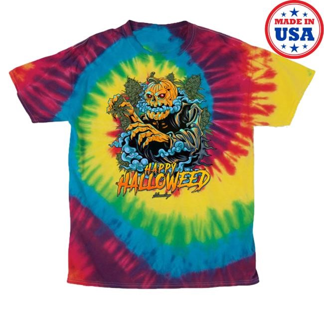Official Dankstop Merch Happy Halloweed Rainbow Tie Dye Sweatshirt
