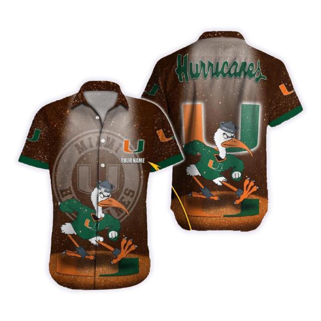 Trending Miami Hurricanes Ncaa Summer Custom Name Hawaiian Hoodie Sweatshirt Beach For Men Women Gift For Fans