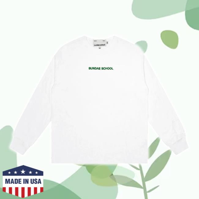 Official Sundae School Merch Store White/Green Puff Ddul Logo Sweater Sundae School Shop