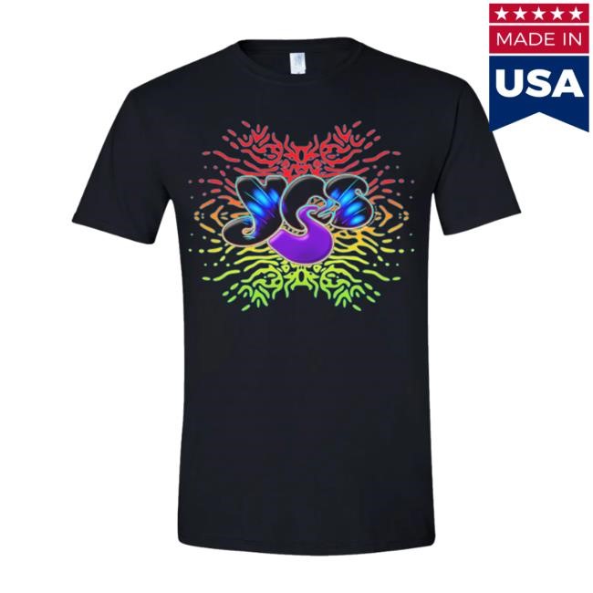 Yes Official Store Rainbow Abstract Logo 2024 Tour Black T Shirts