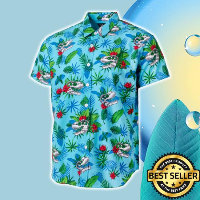Official Excision Merch Store Aloha Rex Button Up Hoodie (Blue) Excisionmerch Shop