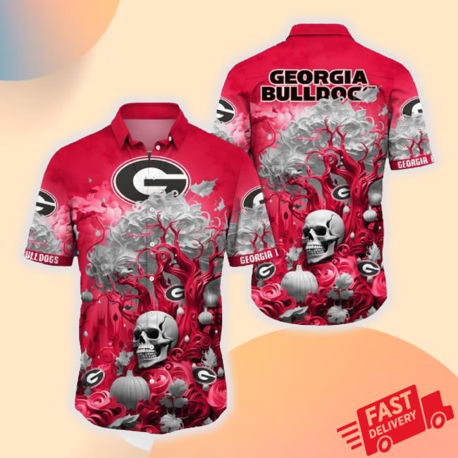 Georgia Bulldogs Halloween Trending Skull 3D Hawaiian Hoodie Sweatshirt For Fans Gift Christmas Men And Women