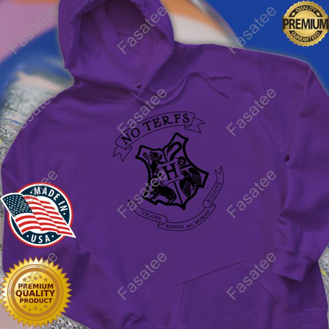 Hogwarts Logo No Terfs Trans Rights Are Human Rights Hooded Sweatshirt