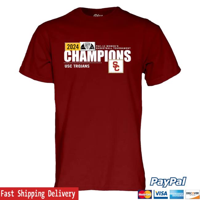 Usc Trojans Blue 84 Unisex 2024 Pac-12 Women's Basketball Conference Tournament Champions Locker Room Tee