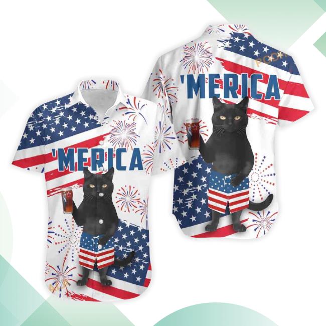 Independence Day Black Cat Merica 3D Hawaiian Shirt – Bring Your Ideas, Thoughts And Imaginations Into Reality Today