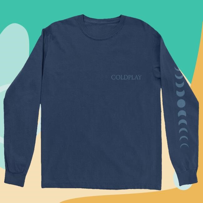 Official Coldplay Merch Moon Music Album Long Sleeve Crewneck Sweatshirt
