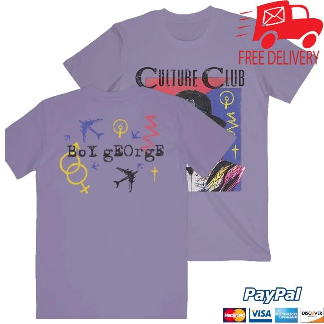 Boy George Culture Club Merch Store Sketchy Symbols Lavender Tee Shirt
