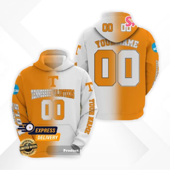 Tennessee Volunteers Ncaa Custom Name And Number Football 3D Hoodie Sweatshirt