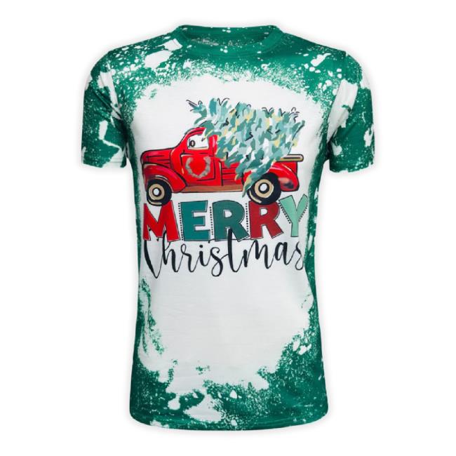 Iltex Shop Merry Christmas Truck Green Short Sleeve Top Sweatshirt