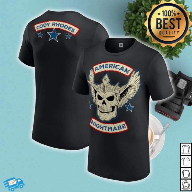 Wwe Shop Black Cody Rhodes Crowned Skull Biker Long Sleeve T Shirt