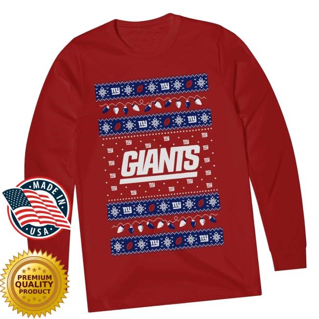 Original Foco Merch Shop New York Giants Holiday Lights Sweater Long Sleeve Crewneck Sweatshirt