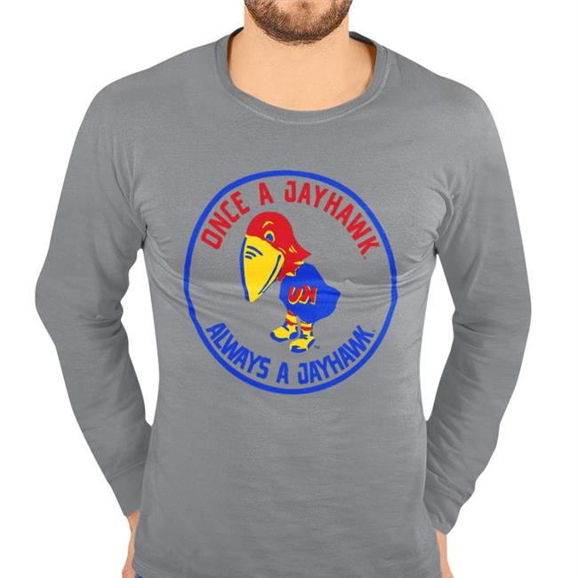 Fansofku Once A Jayhawk Always A Jayhawk Tee Light Blue