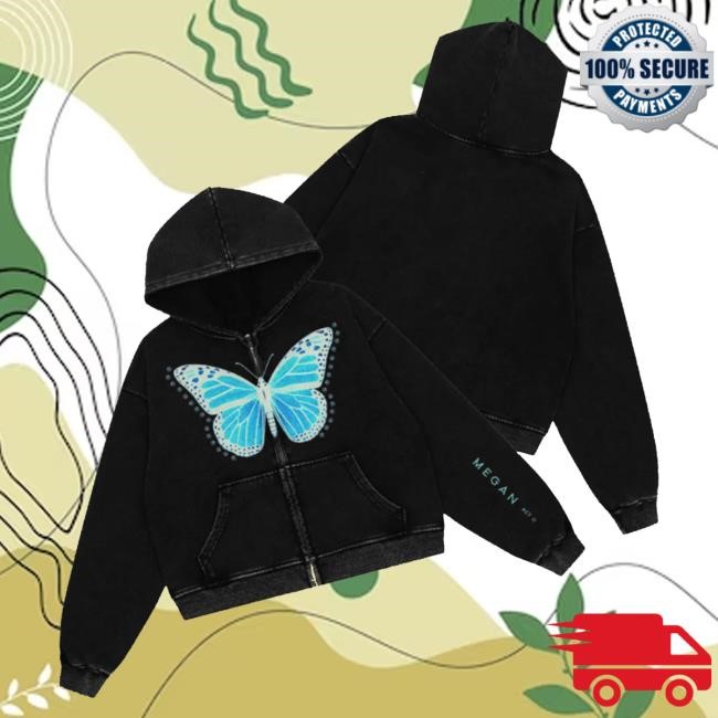 Megan Thee Stallion Blue Butterfly Cropped T-Shirt