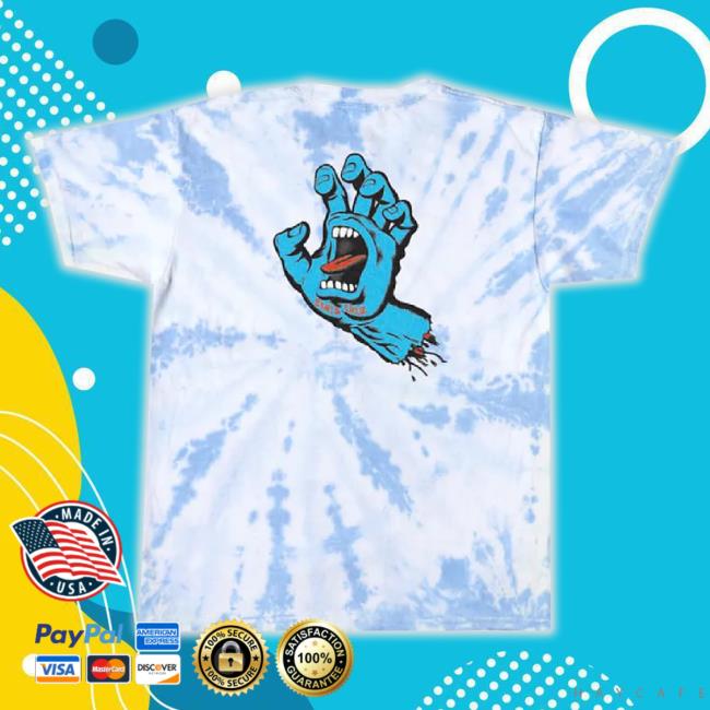 Santa Cruz Kids' Screaming Hand Blue & White Tie Dye Long Sleeve Tee Santa Cruz Kids' Screaming Hand Blue & White Tie Dye Shirts