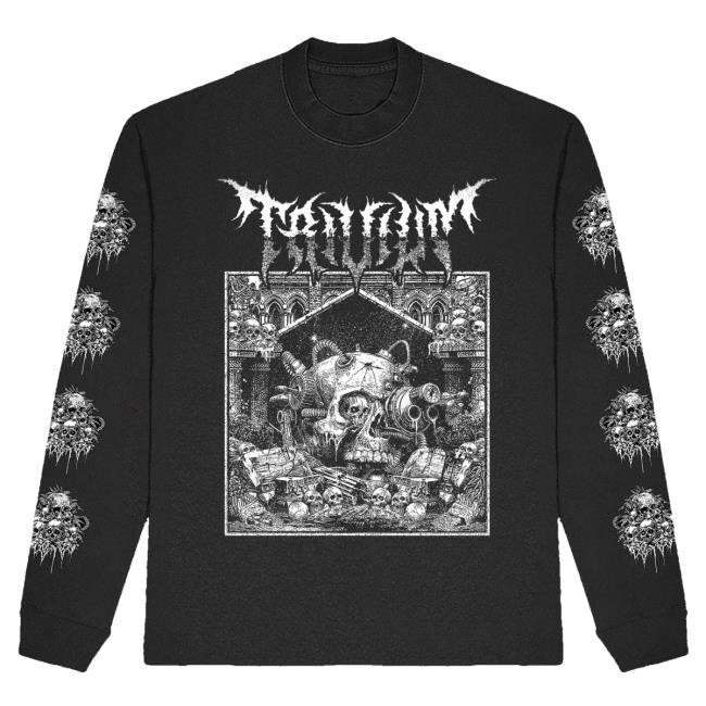 Original Trivium Store Merch Skull Long Sleeve Hoodie