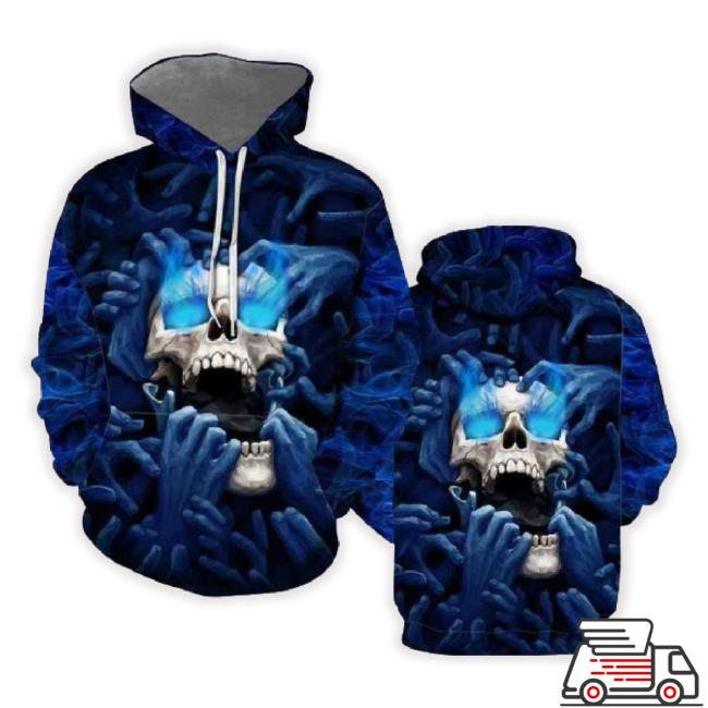 Trending Blue Screaming Skull All Over Printed 3D Shirt