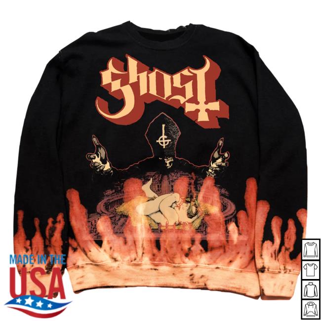 Official Ghost Band Rock Backstreet Merch Store Shop Infestissumam Flames Custom Dye Crew neck Sweatshirt Backstreetmerch