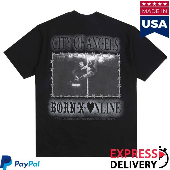 Online Ceramics Merch Born X Raised City Of Angels T-Shirt - Black Crewneck Sweatshirt
