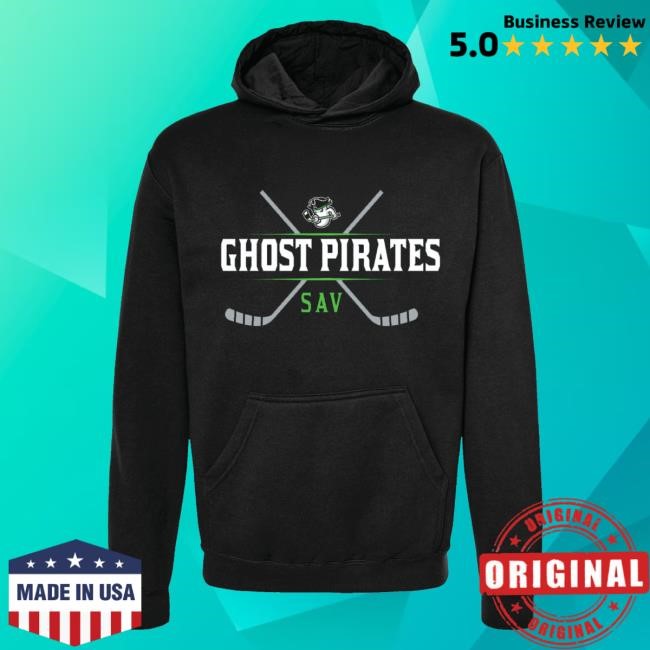 Official Savannah Merch Shop Savannah Ghost Pirates Youth Black Crossed Sticks Fleece Hooded Pullover Funny Shirt