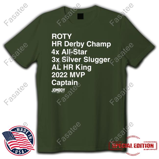 Jomboymedia Merch Roty Hr Derby Champ 4X All-Star 3X Silver Slugger Al Hr King 2022 Mvp Captain Tee Shirt
