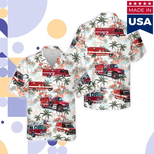 Official Us Maine Caribou Fire & Ambulance Department Hawaiian Long Sleeve Tee