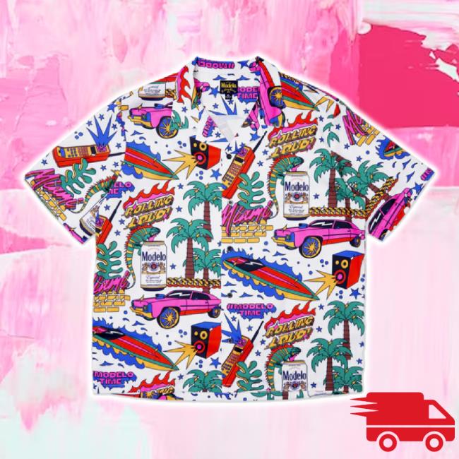 Trending Rolling Loud Merch Store Rl X Modelo Miami 23 Iguana Aop Resort Button-Up Shirts Shoprollingloud Shop