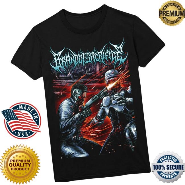 Official Brand Of Sacrifice Merch Terminator Vs. Robocop Black Tee