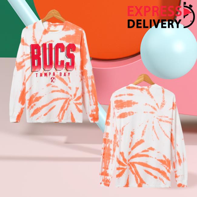 Official Junk Food Apparel Clothing Store Shop Junkfoodclothing Tampa Bay Buccaneers Game Time Tie Dye Long Sleeve Tees Orange Tie-Dye
